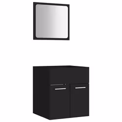 vidaXL Set Mobili da Bagno 2 pz Nero in Legno Multistrato - Vista aggiuntiva 2