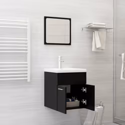 vidaXL Set Mobili da Bagno 2 pz Nero in Legno Multistrato - Vista aggiuntiva 3