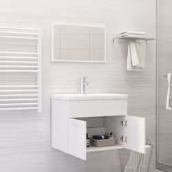 vidaXL Set Mobili da Bagno 2 pz Bianco in Legno Multistrato - Vista aggiuntiva 3