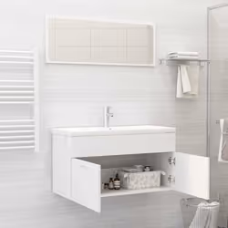vidaXL Set Mobili da Bagno 2 pz Bianco in Legno Multistrato - Vista aggiuntiva 3