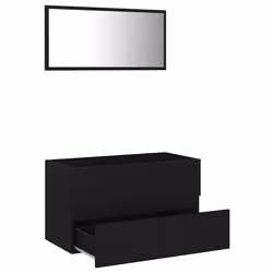 vidaXL Set Mobili da Bagno 2 pz Nero in Legno Multistrato - Vista aggiuntiva 3