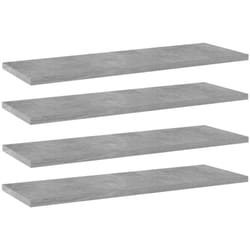 Ripiani per Libreria 4pz Grigio Cemento 60x20x1,5cm Multistrato Vidaxl 89684