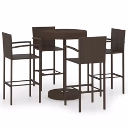 vidaXL Set da Bar da Giardino 5 pz in Polyrattan Marrone - Vista aggiuntiva 2