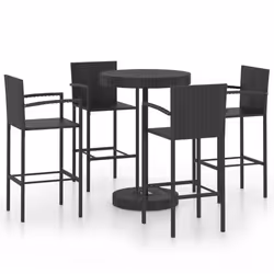vidaXL Set Bar da Giardino 5 pz in Polyrattan Nero - Vista aggiuntiva 2
