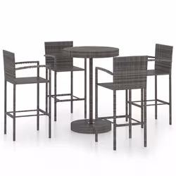 vidaXL Set da Bar da Giardino 5 pz in Polyrattan Grigio - Vista aggiuntiva 2