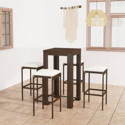 Vidaxl - Set da Bar da Giardino 5 pz con Cuscini in Polyrattan Marrone
