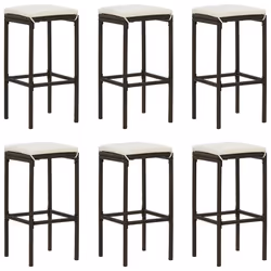 vidaXL Set da Bar da Giardino 7 pz con Cuscini in Polyrattan Marrone - Vista aggiuntiva 3