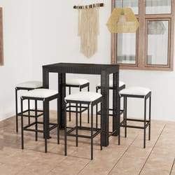 vidaXL Set Bar da Giardino 7 pz con Cuscini in Polyrattan Nero
