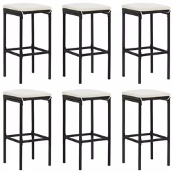 vidaXL Set Bar da Giardino 7 pz con Cuscini in Polyrattan Nero - Vista aggiuntiva 3