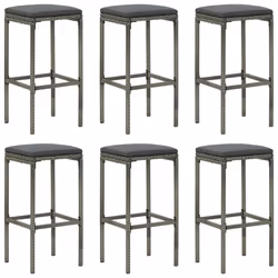 vidaXL Set da Bar da Giardino 7 pz con Cuscini in Polyrattan Grigio - Vista aggiuntiva 3