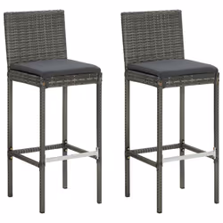 vidaXL Set Bar da Giardino 3 pz con Cuscini in Polyrattan Grigio - Vista aggiuntiva 3