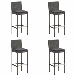 vidaXL Set Bar da Giardino 5 pz con Cuscini in Polyrattan Grigio - Vista aggiuntiva 3