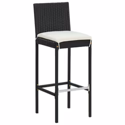 vidaXL Set Bar da Giardino 7 pz con Cuscini in Polyrattan Nero - Vista aggiuntiva 3