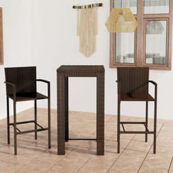Vidaxl - Set Bar da Giardino 3 pz con Braccioli in Polyrattan Marrone