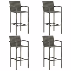 vidaXL Set Bar da Giardino 5 pz con Braccioli in Polyrattan Grigio - Vista aggiuntiva 3