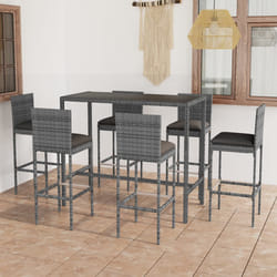 vidaXL Set da Bar da Giardino 7 pz con Cuscini in Polyrattan Grigio