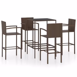 vidaXL Set da Bar da Giardino 5 pz in Polyrattan Marrone - Vista aggiuntiva 2