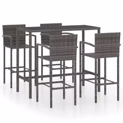 vidaXL Set Bar da Giardino 5 pz in Polyrattan Grigio - Vista aggiuntiva 2