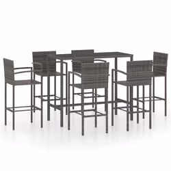 vidaXL Set da Bar da Giardino 7 pz in Polyrattan Grigio - Vista aggiuntiva 2