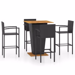 vidaXL Set Bar da Giardino 5 pz Nero - Vista aggiuntiva 2