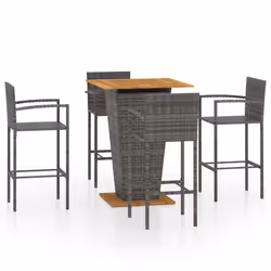 vidaXL Set Bar da Giardino 5 pz Grigio - Vista aggiuntiva 2