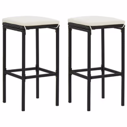 vidaXL Set Bar da Giardino 3 pz con Cuscini Nero - Vista aggiuntiva 3
