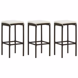 vidaXL Set Bar da Giardino 4 pz con Cuscini Marrone - Vista aggiuntiva 3