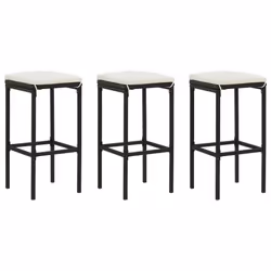 vidaXL Set Bar da Giardino 4 pz con Cuscini Nero - Vista aggiuntiva 3