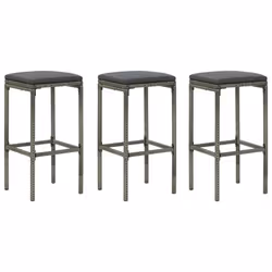 vidaXL Set Bar da Giardino 4 pz con Cuscini Grigio - Vista aggiuntiva 3