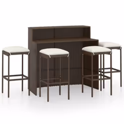 vidaXL Set Bar da Giardino 3 pz con Cuscini Marrone - Vista aggiuntiva 2