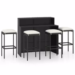 vidaXL Set da Bar da Giardino 5 pz con Cuscini Nero - Vista aggiuntiva 2