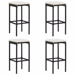 vidaXL Set da Bar da Giardino 5 pz con Cuscini Nero - Vista aggiuntiva 3