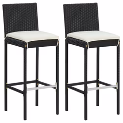 vidaXL Set Bar da Giardino 3 pz con Cuscini Nero - Vista aggiuntiva 3