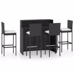 vidaXL Set da Bar da Giardino 5 pz con Cuscini Nero - Vista aggiuntiva 2