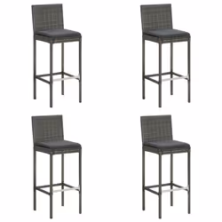 vidaXL Set Bar da Giardino 5 pz con Cuscini Grigio - Vista aggiuntiva 3