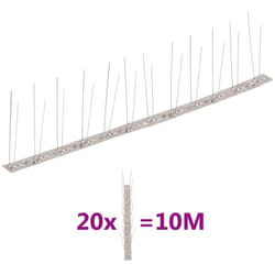 Set Dissuasori per Uccelli e Piccioni 20 pz Acciaio 2 File 10 m Vidaxl 21095