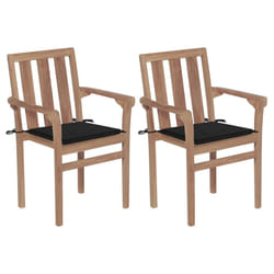 VidaXL 3062215 sedia da esterno Terrazzo Seduta imbottita Teak Nero