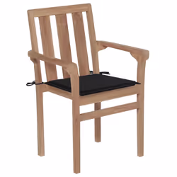 VidaXL 3062215 sedia da esterno Terrazzo Seduta imbottita Teak Nero