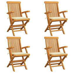 VidaXL 3062489 sedia da esterno Terrazzo Seduta imbottita Teak Crema