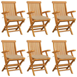 VidaXL 3062559 sedia da esterno Terrazzo Seduta imbottita Teak Beige