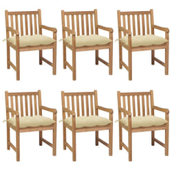VidaXL 3062747 sedia da esterno Terrazzo Seduta imbottita Teak Crema, Bianco