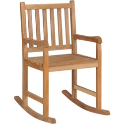 Sedia a Dondolo con Cuscino Rosso a Quadri in Massello di Teak vidaXL775982