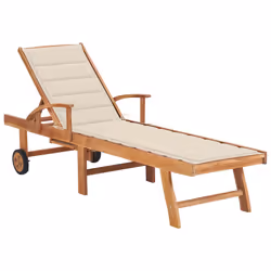 VidaXL 3063008, Salone, Seduta imbottita, Acciaio galvanizzato, Teak, Crema, Poliestere, 1950 mm