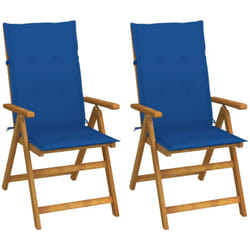Sedie da Giardino Reclinabili 2 pz con Cuscini Massello Acacia Vidaxl 80009