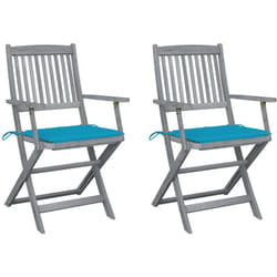 2 pz Sedie da Giardino Pieghevoli con Cuscini, Poltrona da Giardino in Massello Acacia Vidaxl