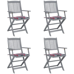 4 pz Sedie da Giardino Pieghevoli con Cuscini, Poltrona da Giardino in Massello Acacia Vidaxl