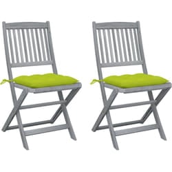 Sedie da Giardino Pieghevoli 2 pz con Cuscini Massello Acacia Vidaxl 80066