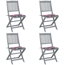 4 pz Sedie da Giardino Pieghevoli con Cuscini, Poltrona da Giardino in Massello Acacia Vidaxl