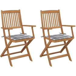 Sedie da Giardino Pieghevoli 2 pz con Cuscini Massello Acacia Vidaxl 430370