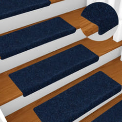 Vidaxl - 15 pz Tappetini per Scale, Tappeti Antiscivolo per Scale Interne per Bambini Tessuto Agugliato 65x21x4 cm Blu